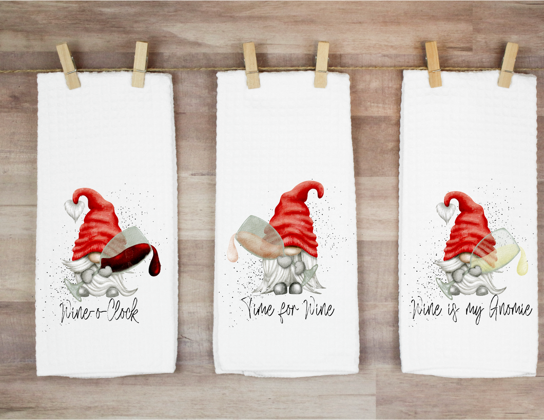 Set of 3 Gnome Wine Towels
