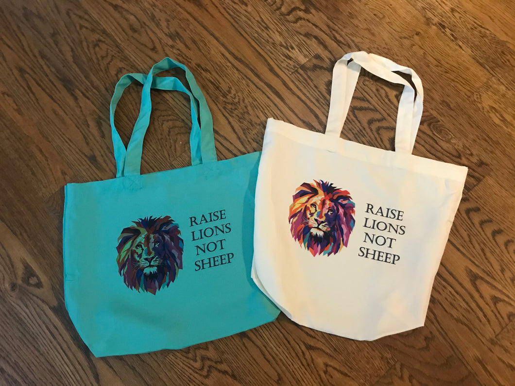 Raise Lions Not Sheep Tote
