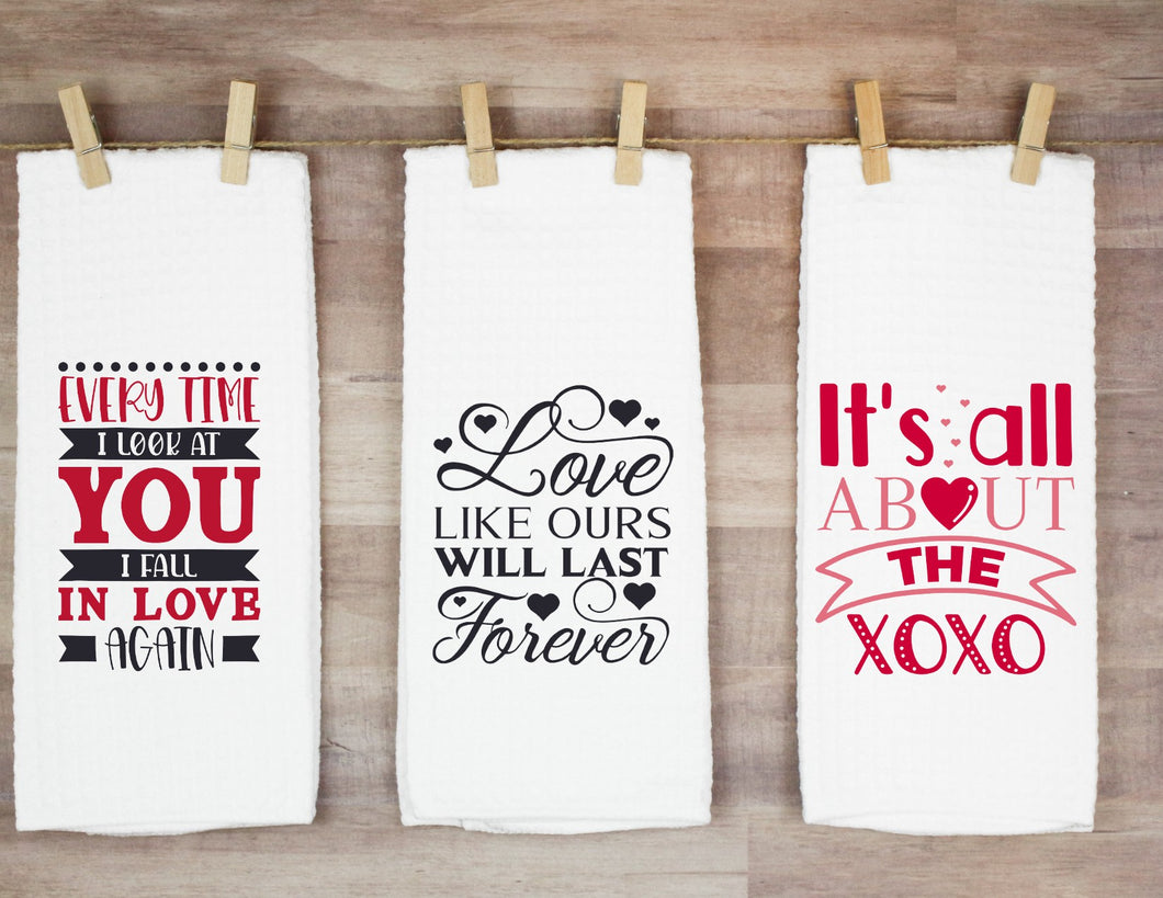 Set of 3 Valentine Towels